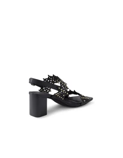 Jully Laser Cut Studded Block Heel Sandals