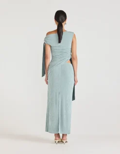 Kalilah Ruched Asymmetric Cut Out Midi Dress