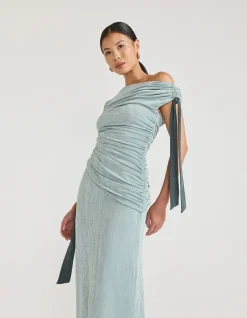 Kalilah Ruched Asymmetric Cut Out Midi Dress