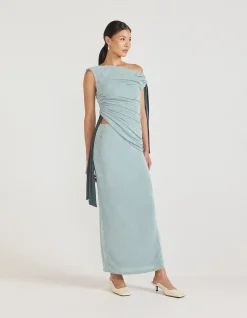 Kalilah Ruched Asymmetric Cut Out Midi Dress