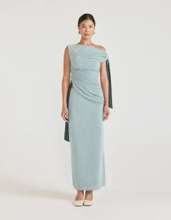Kalilah Ruched Asymmetric Cut Out Midi Dress
