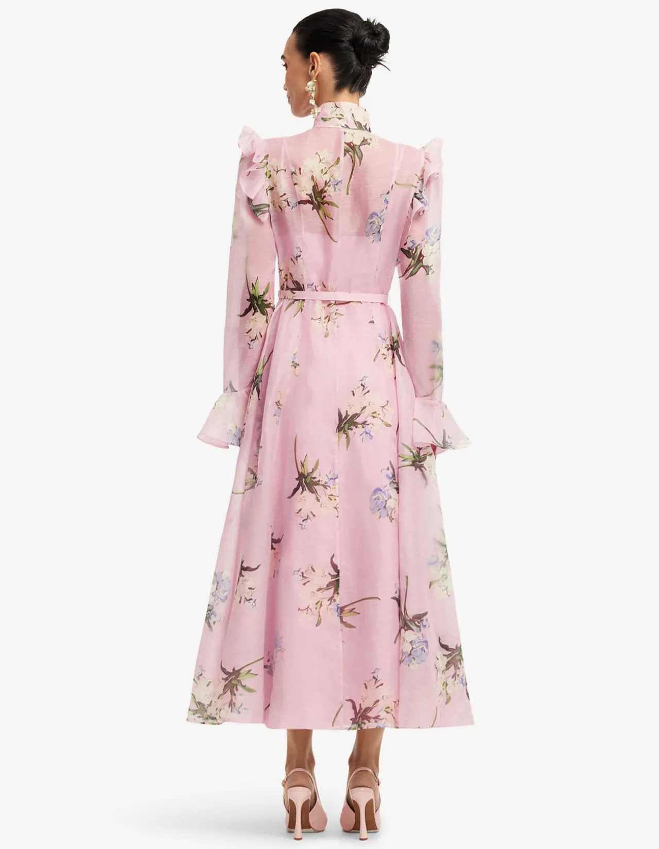 Katrina Butterfly Sleeve Midi Dress Bouquet Print