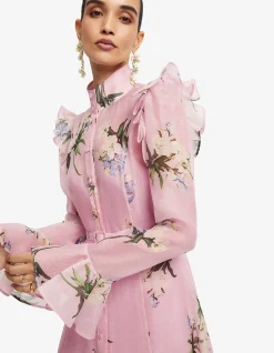 Katrina Butterfly Sleeve Midi Dress Bouquet Print
