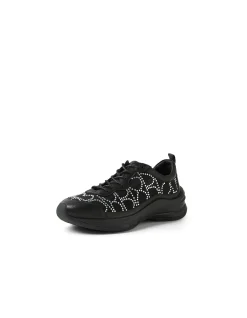 Kiver Black Silver Jewels Leather Mesh Sneakers