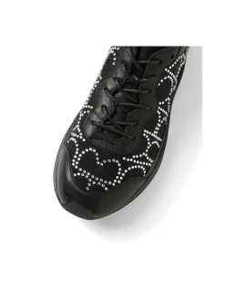 Kiver Black Silver Jewels Leather Mesh Sneakers