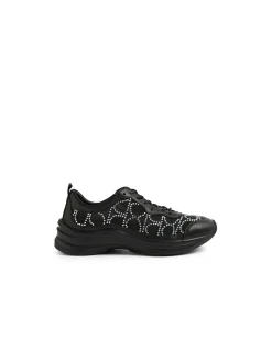 Kiver Black Silver Jewels Leather Mesh Sneakers