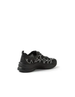 Kiver Black Silver Jewels Leather Mesh Sneakers