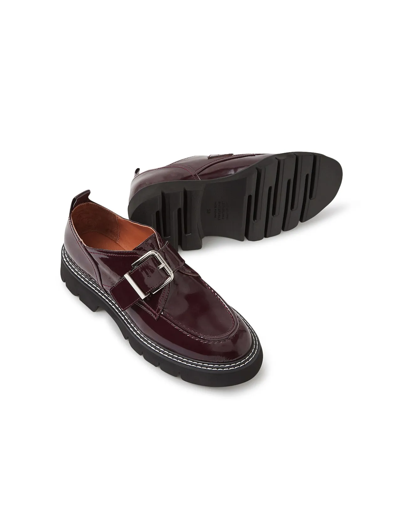 Kivia Burgundy Patent Leather Loafers
