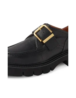 Kivia Gold Buckle Chunky Sole Loafers