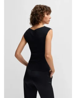 Knitted-Structure V-Neck Top