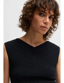 Knitted-Structure V-Neck Top