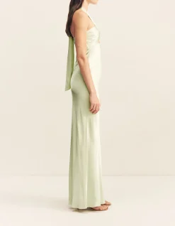 La Lune Ruched Halter Maxi Dress