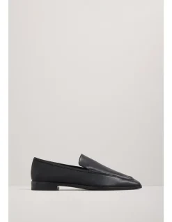 Lane Square-Toe Leather Block Heel Loafer