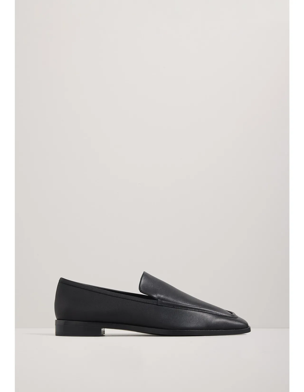 Lane Square-Toe Leather Block Heel Loafer