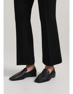 Lane Square-Toe Leather Block Heel Loafer