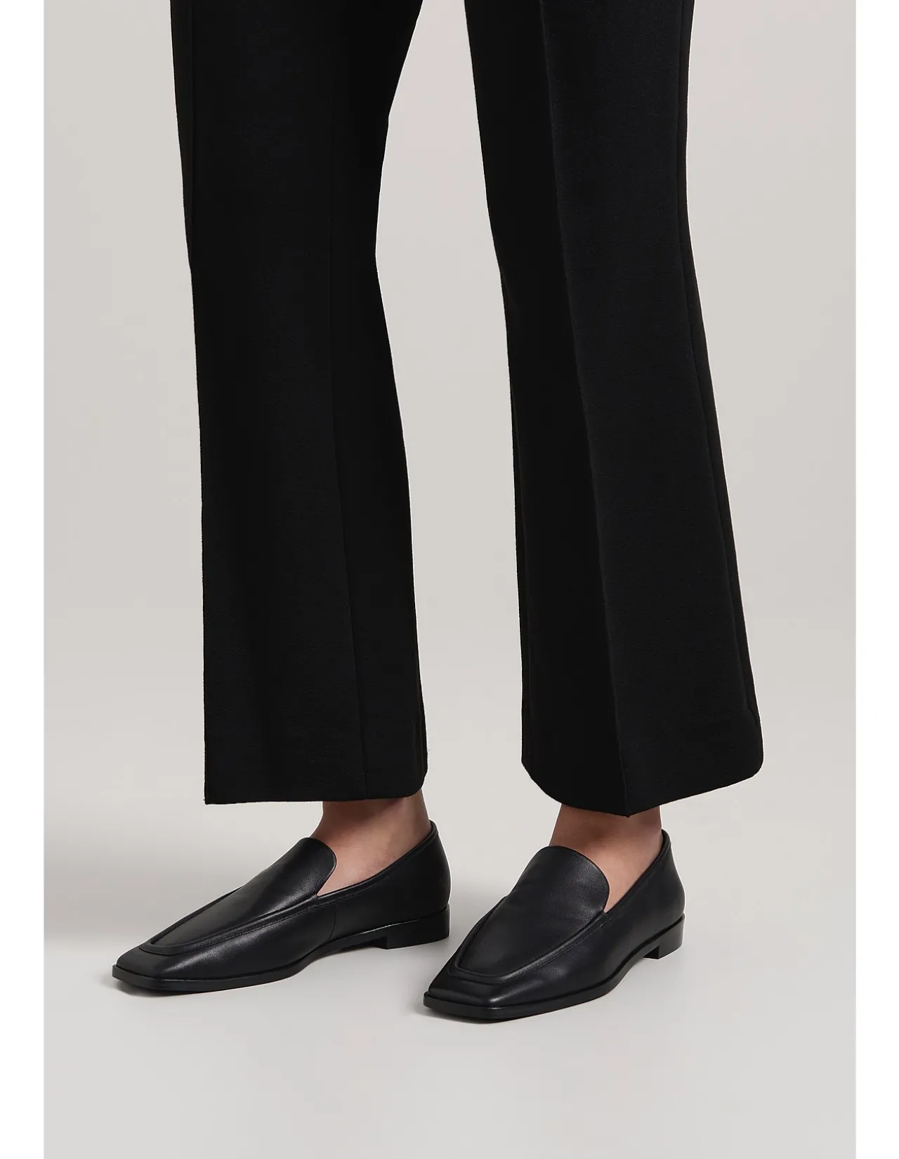 Lane Square-Toe Leather Block Heel Loafer