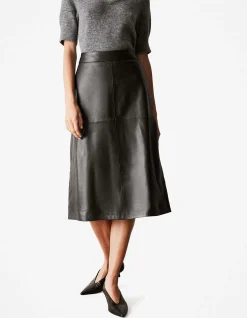 Leather A-Line Skirt