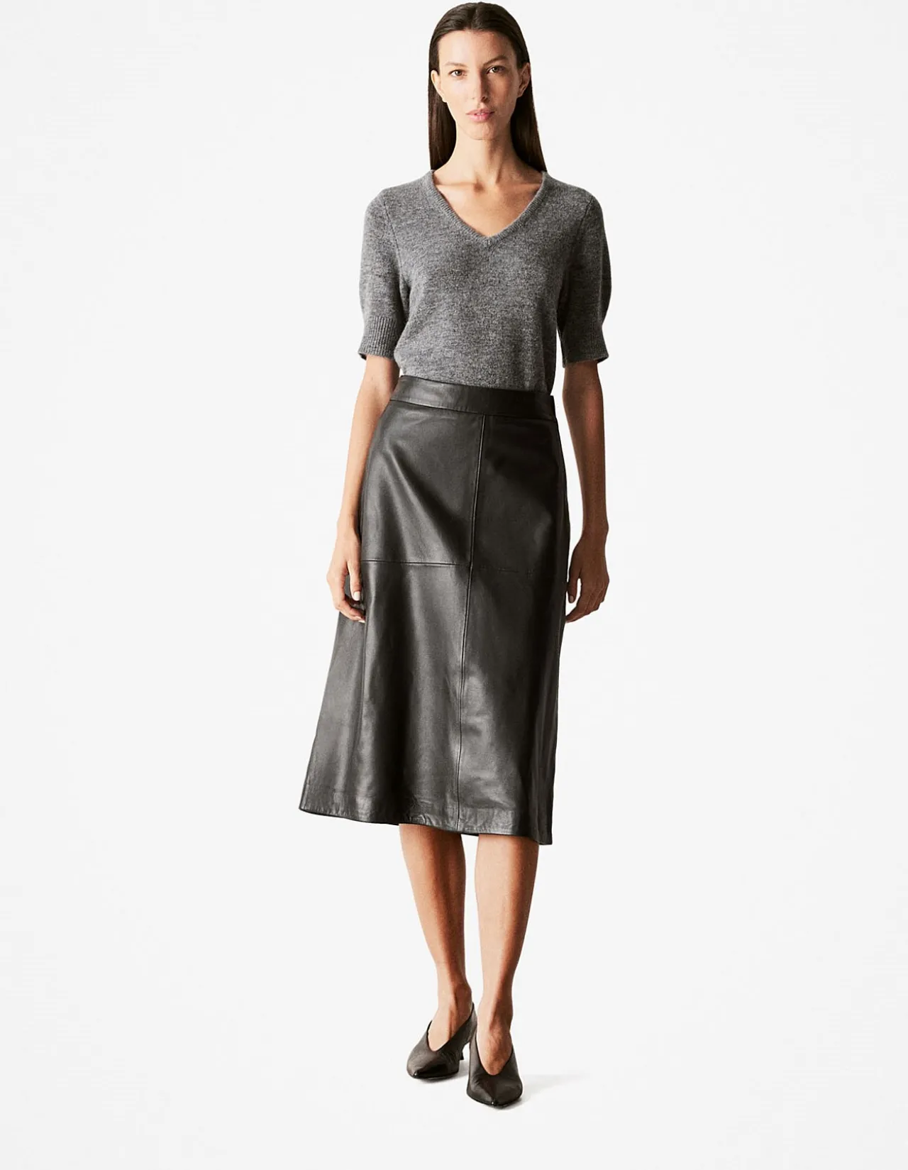 Leather A-Line Skirt