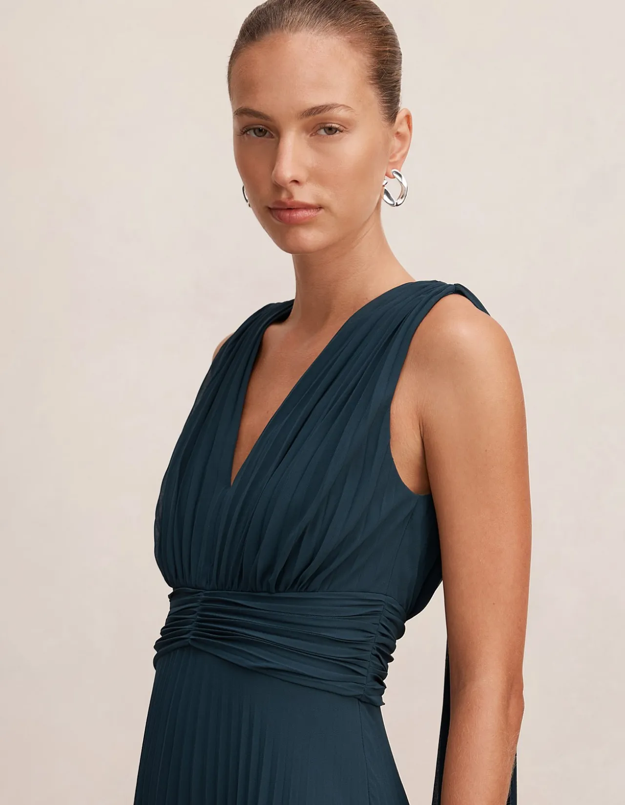 LEIA PLEATED CAPE MAXI DRESS