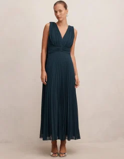LEIA PLEATED CAPE MAXI DRESS