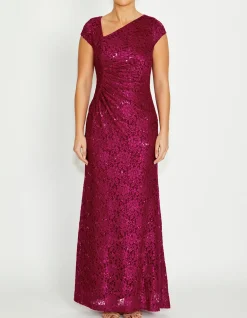 LEIGHTON MAGENTA LACE GOWN