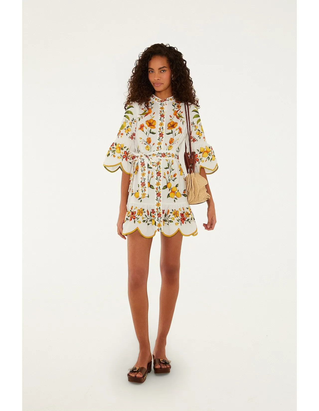 LEMON BOUQUET OFF-WHITE MINI DRESS