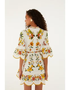 LEMON BOUQUET OFF-WHITE MINI DRESS