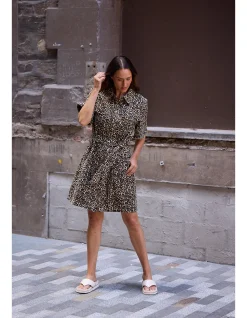Leroy Leopard Print Cotton Shirt Dress