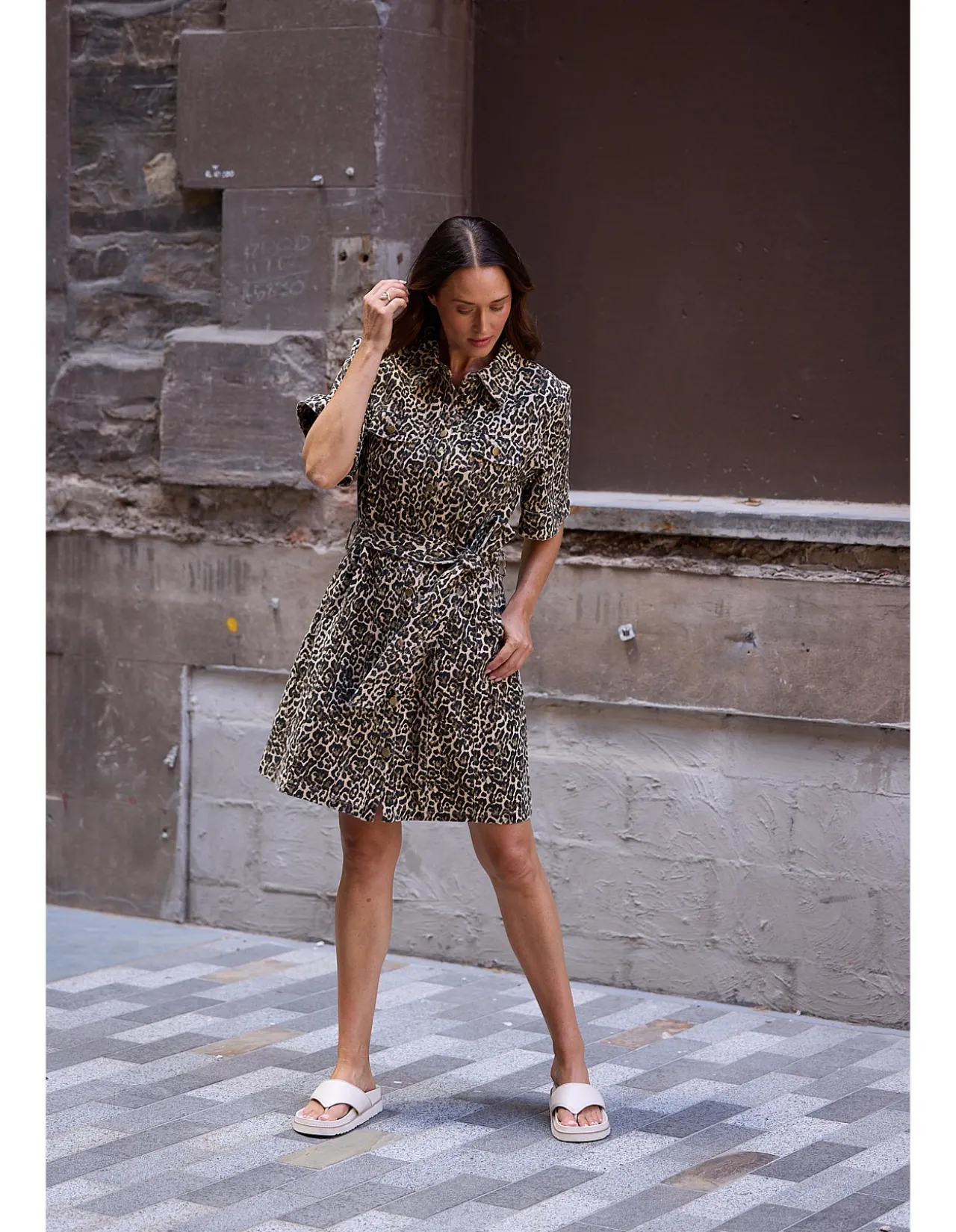 Leroy Leopard Print Cotton Shirt Dress