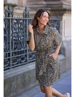 Leroy Leopard Print Cotton Shirt Dress