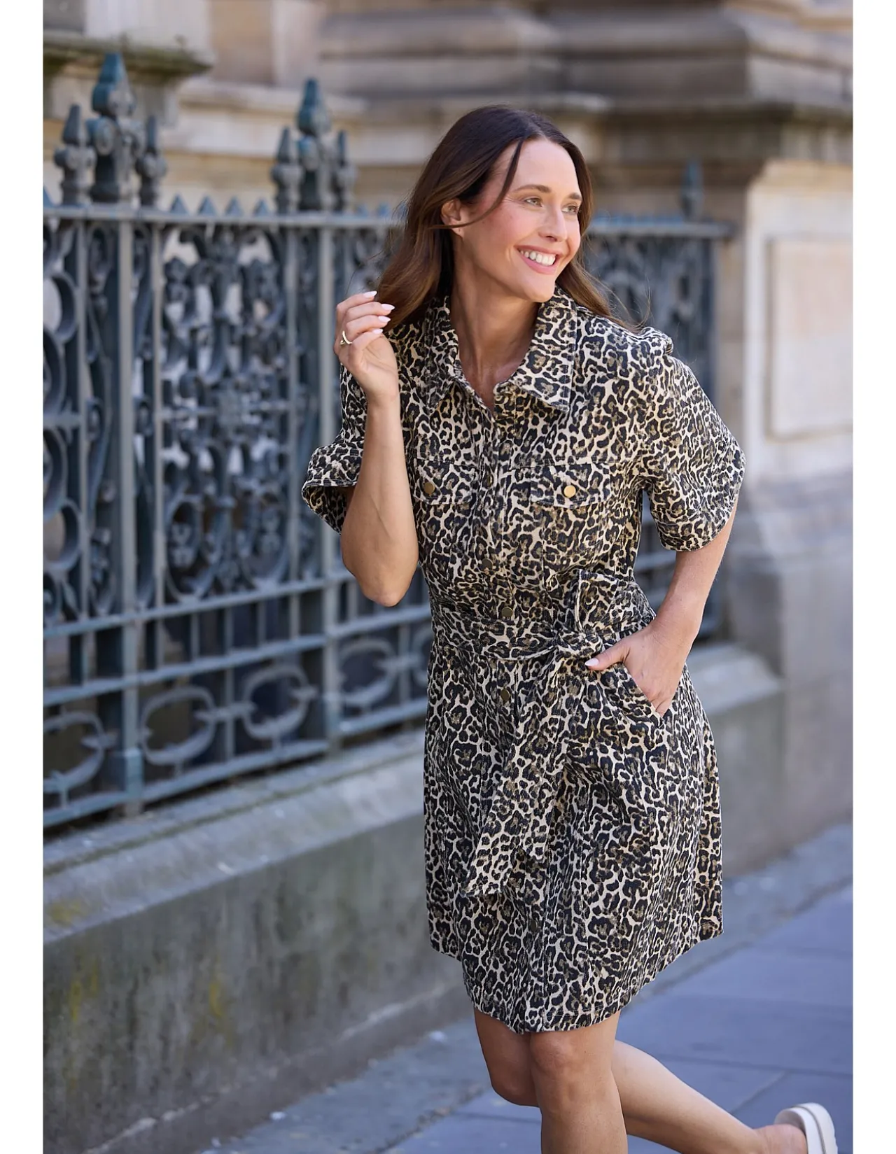 Leroy Leopard Print Cotton Shirt Dress