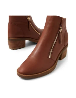 Lettice Zip Front Leather Ankle Boots