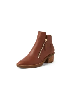 Lettice Zip Front Leather Ankle Boots