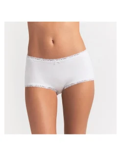 LIGHTWEIGHT COTTON LACE TRIM BOYSHORT