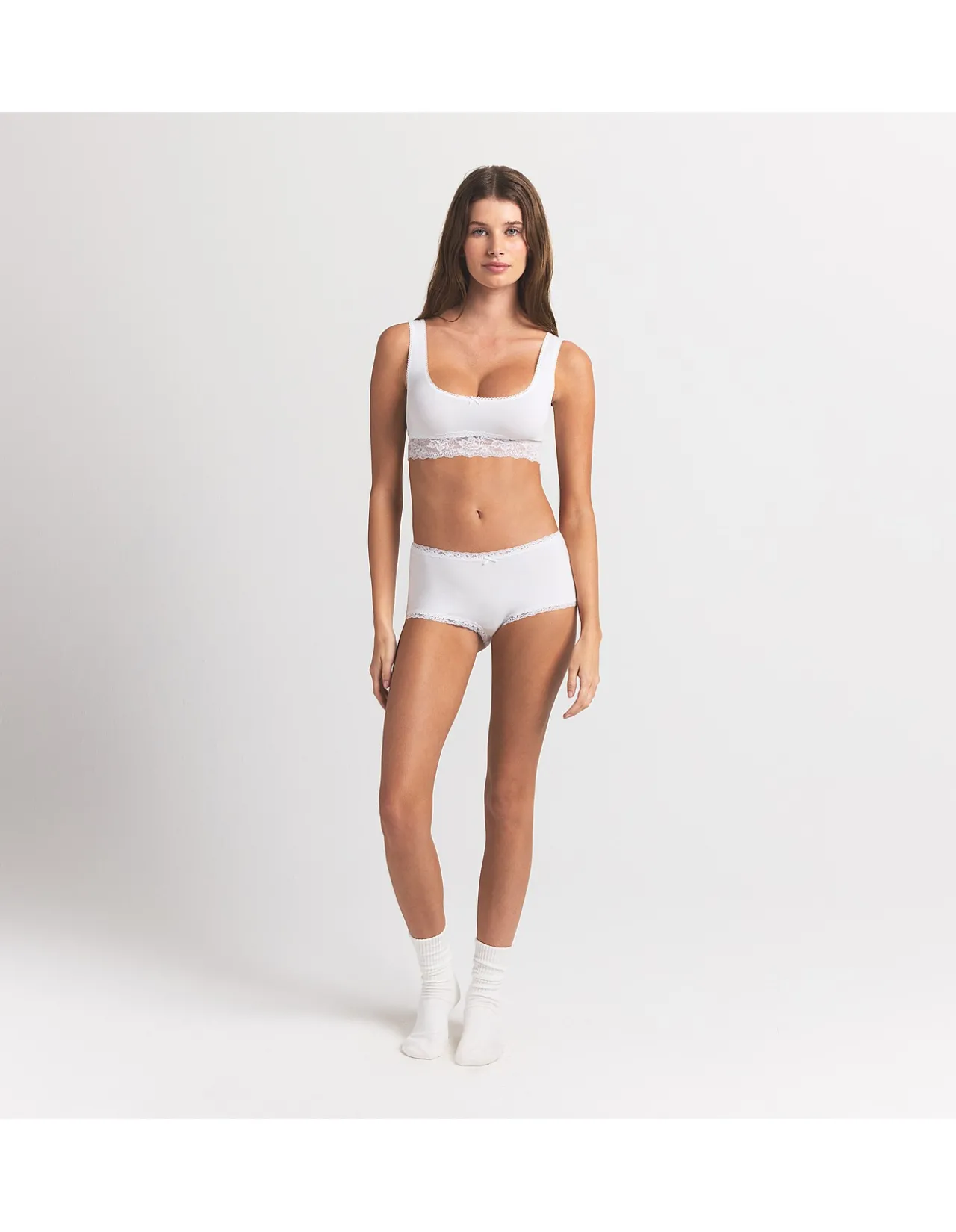 LIGHTWEIGHT COTTON LACE TRIM BOYSHORT