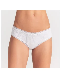 LIGHTWEIGHT COTTON POINTELLE LACE TRIM BRIEF