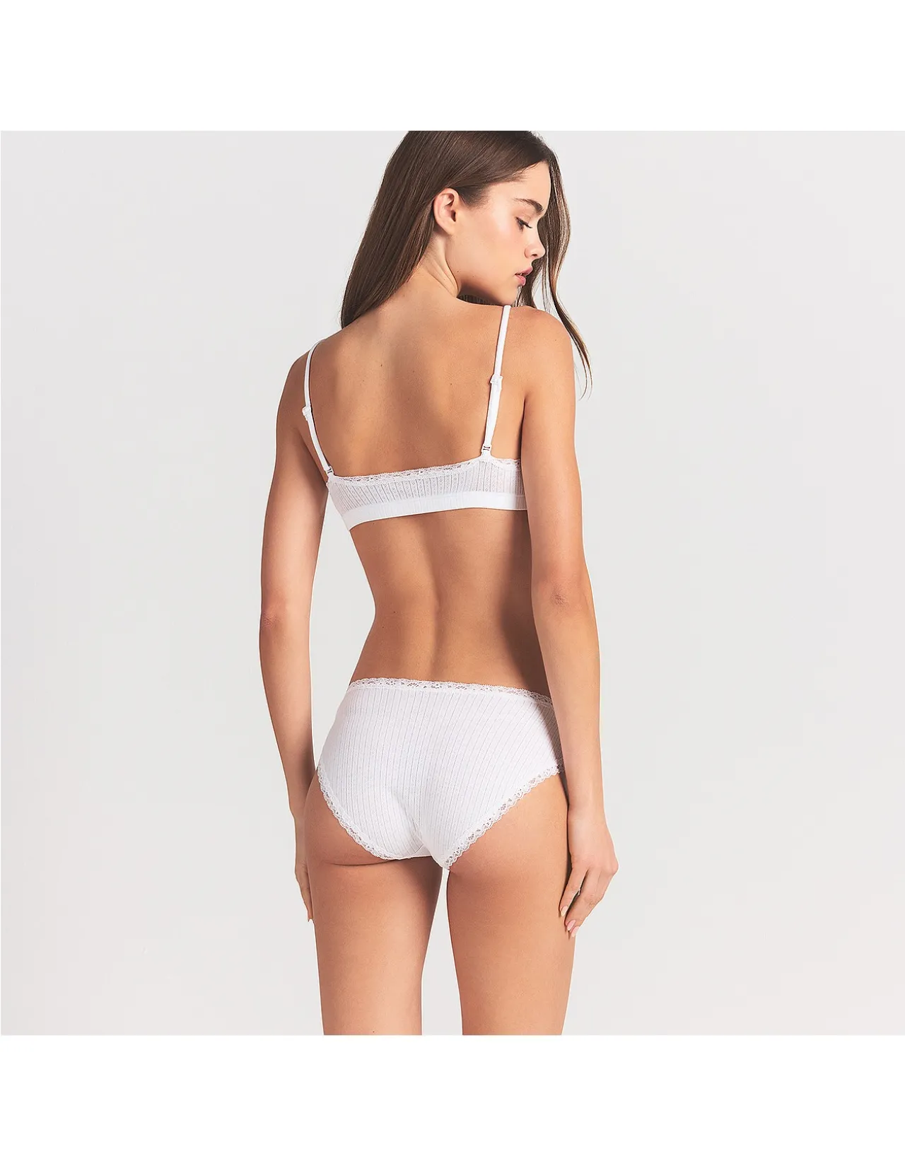 LIGHTWEIGHT COTTON POINTELLE LACE TRIM BRIEF