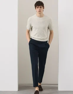 LINEN BLEND PLEATED TROUSERS