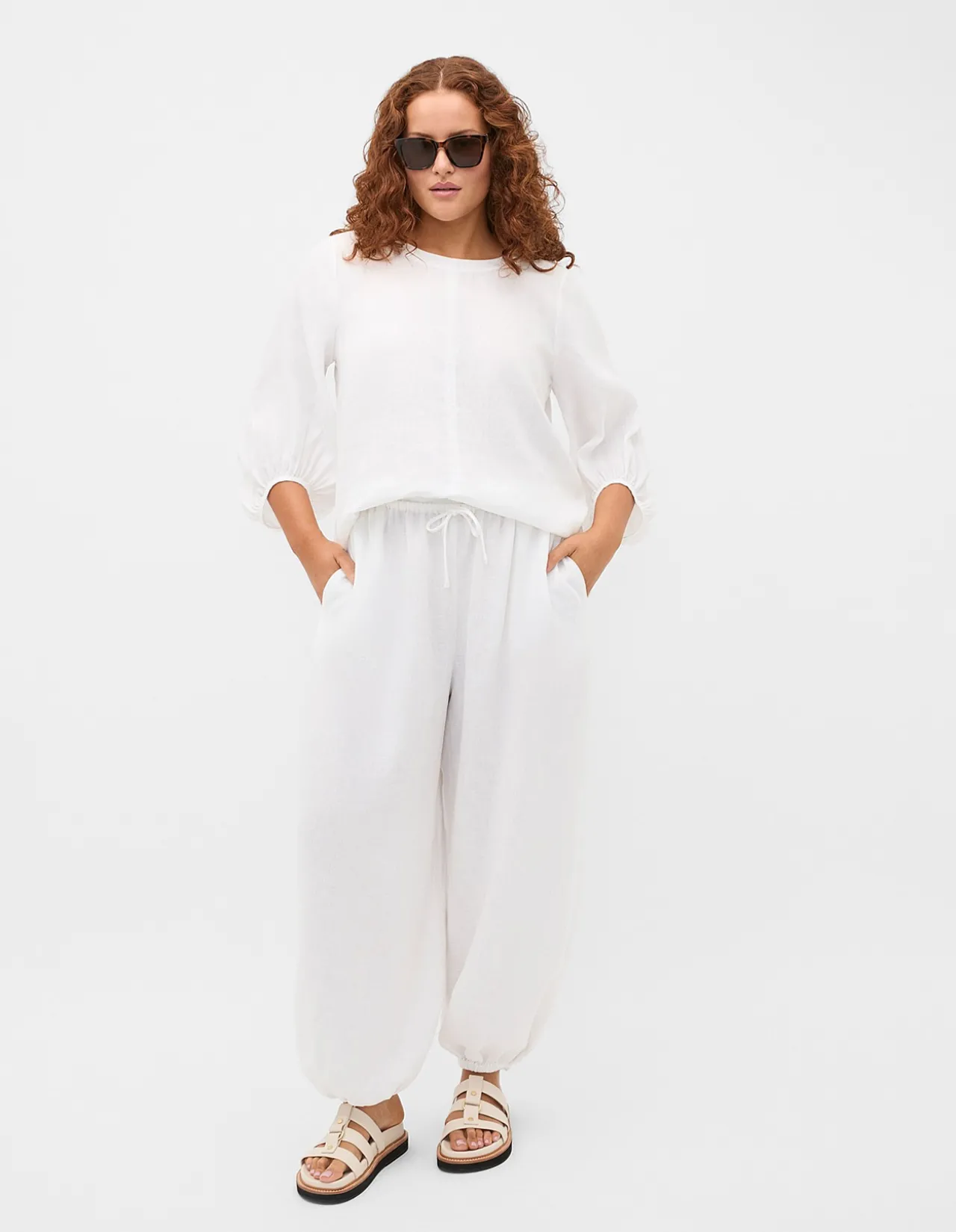 LINEN BALLOON TIE PANT