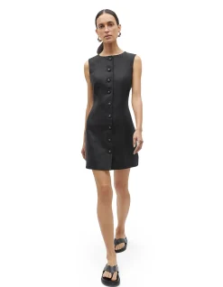 LINEN BUTTON THROUGH MINI DRESS
