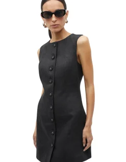 LINEN BUTTON THROUGH MINI DRESS