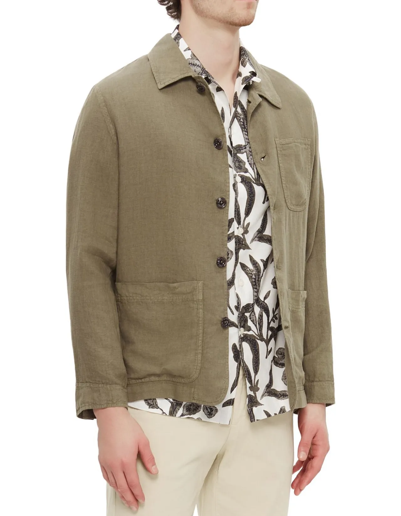 Linen Chore Jacket Army