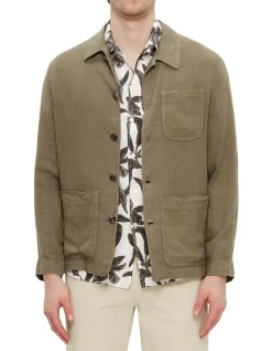 Linen Chore Jacket Army