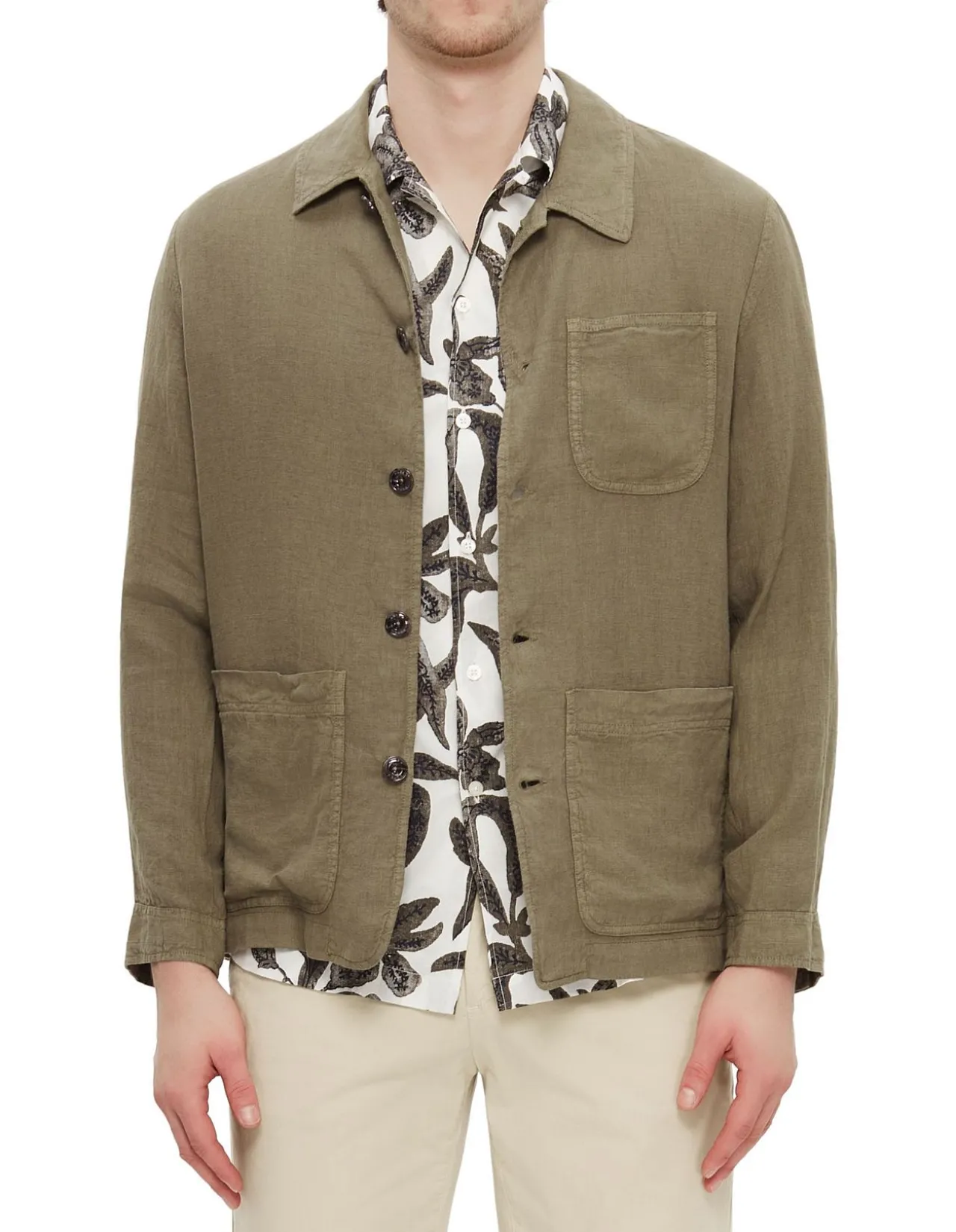 Linen Chore Jacket Army
