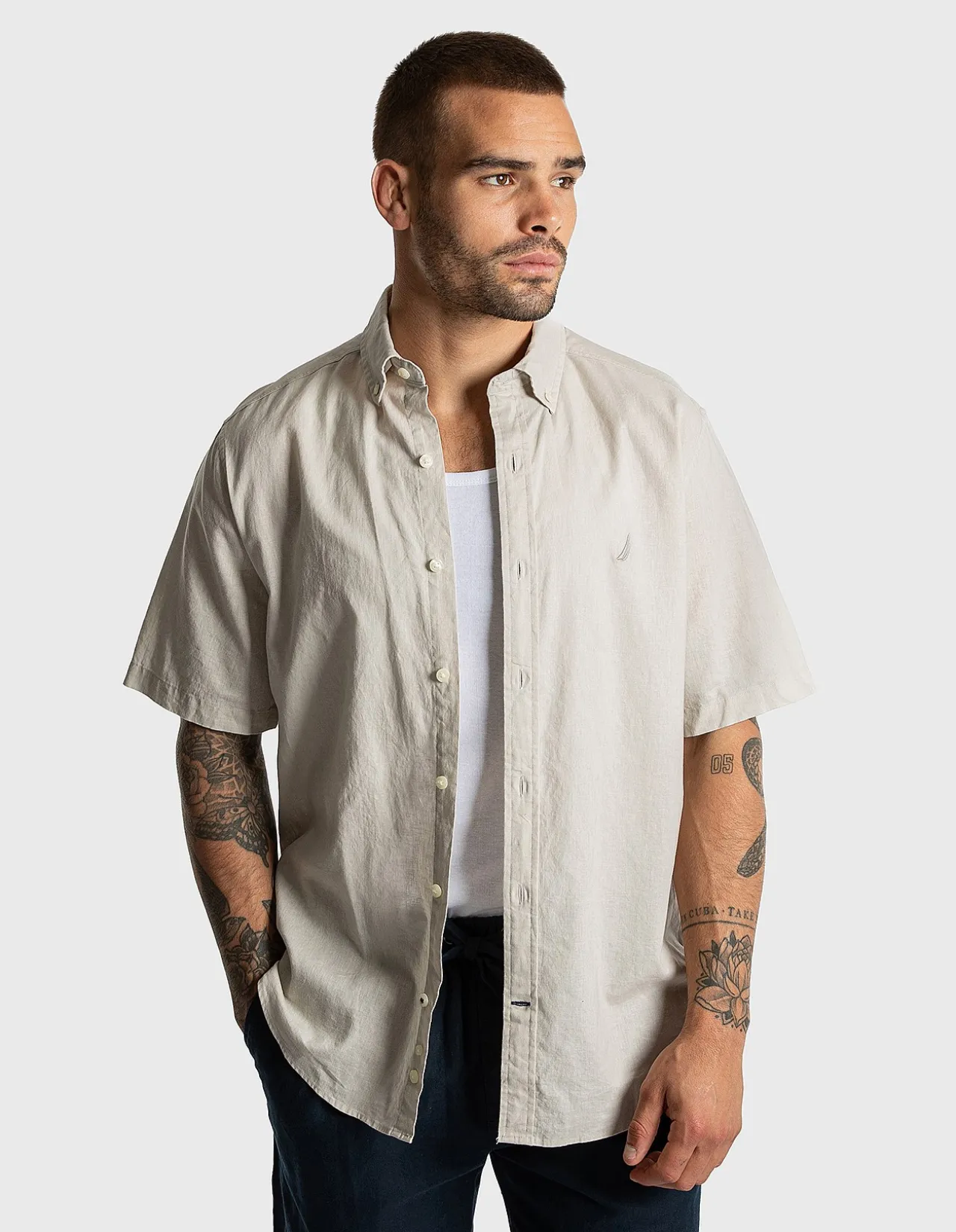 Linen Cotton Blend Loose Fit Shirt
