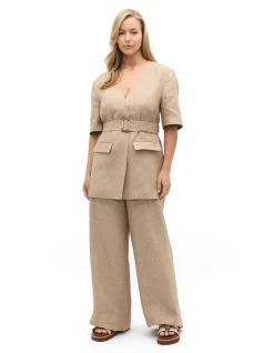 LINEN CROSSDYE TIE WAIST JACKET