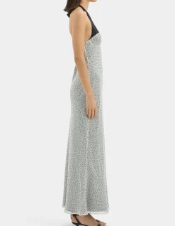 Lisander Halter Midi Dress in Polka Dot Bianca