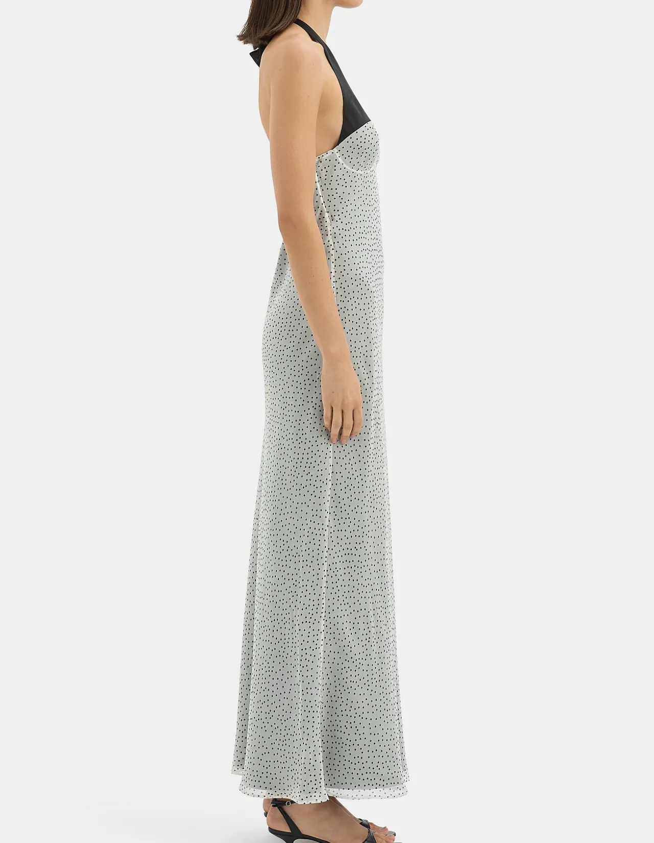 Lisander Halter Midi Dress in Polka Dot Bianca