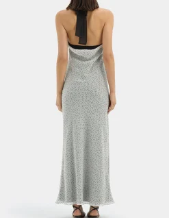 Lisander Halter Midi Dress in Polka Dot Bianca