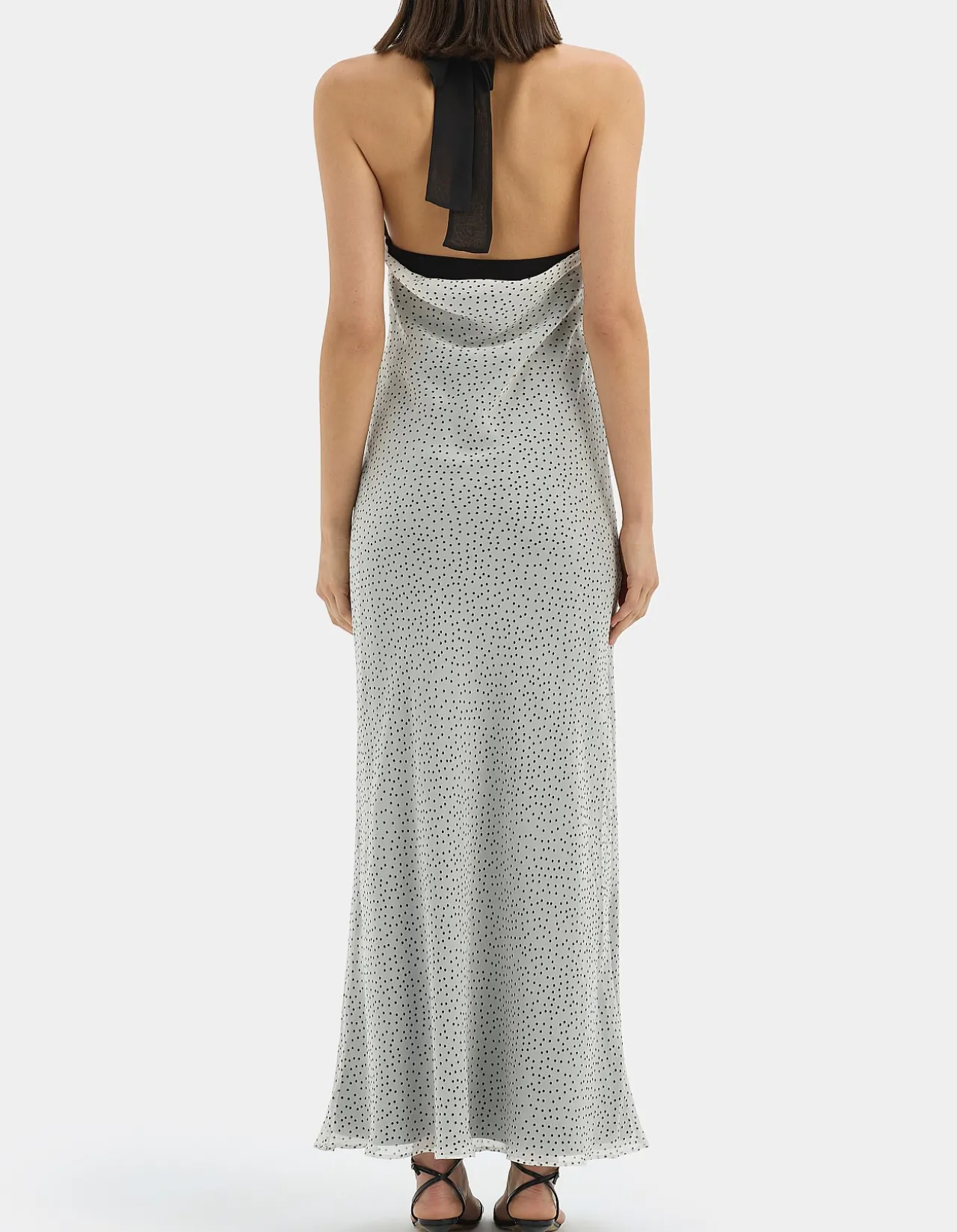 Lisander Halter Midi Dress in Polka Dot Bianca